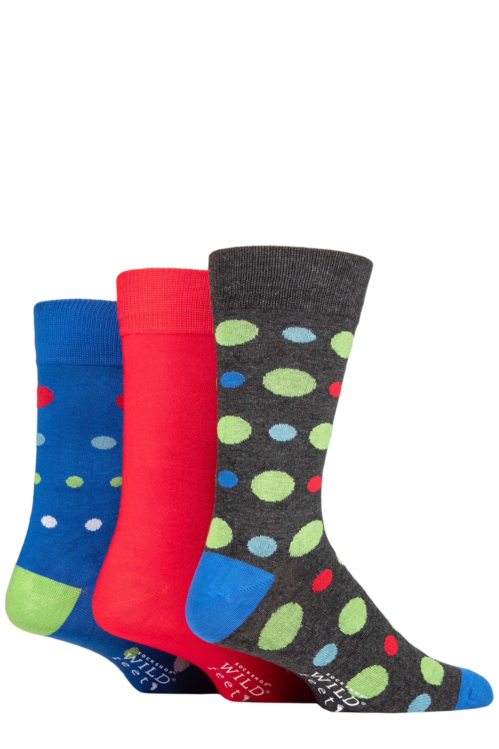 SockShop Wildfeet Mens Tree Boxed Bamboo Socks Pack of 3 Charcoal/Red/Blue 7-11