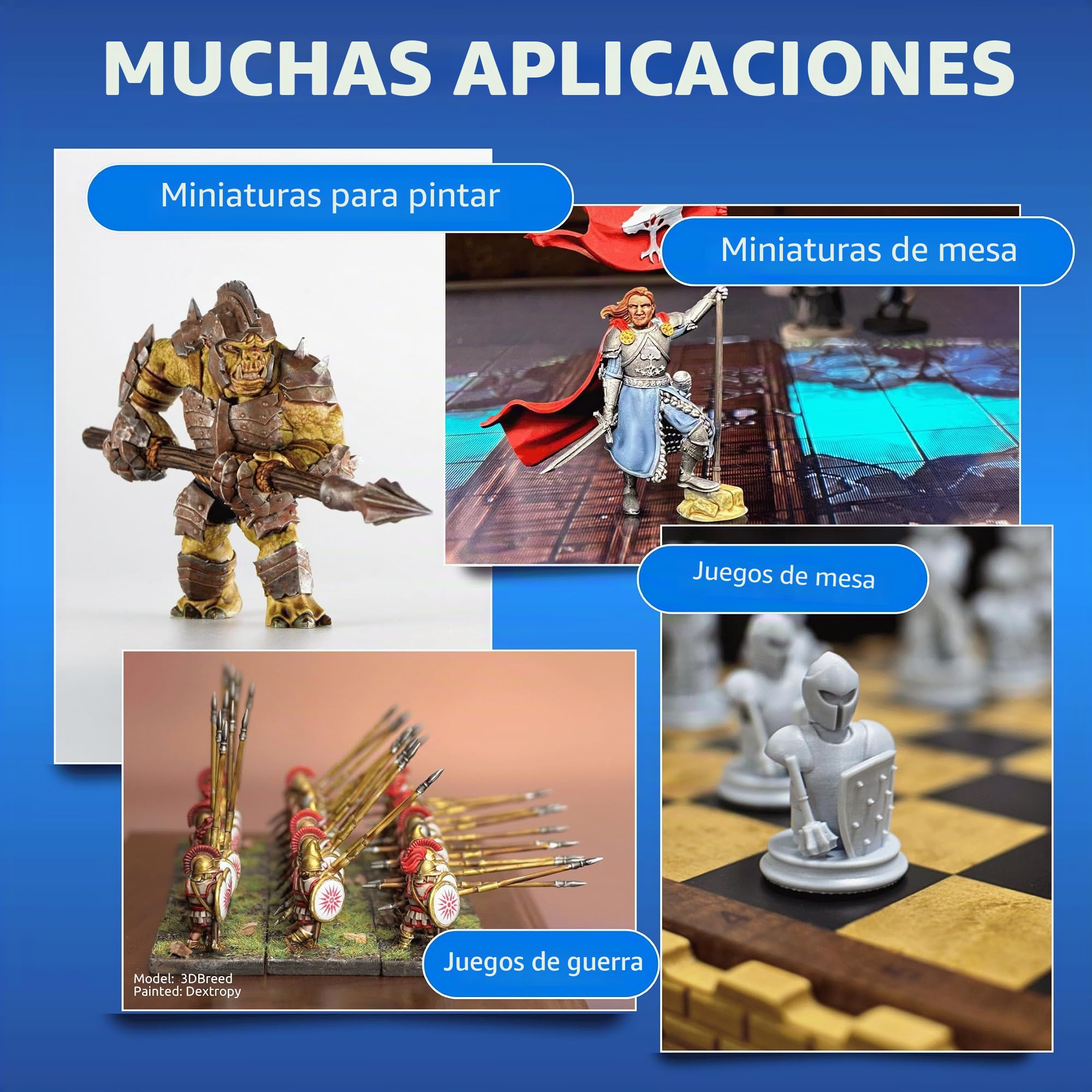 TGM-7 Resina de Wargaming 3D para miniaturas de Mesa, Resistente, Alta resolución, bajo Olor, líquido de impresión 3D de curado rápido para impresoras 3D 4K/8K/12K LCD/DLP/SLA, 1L (Gris)
