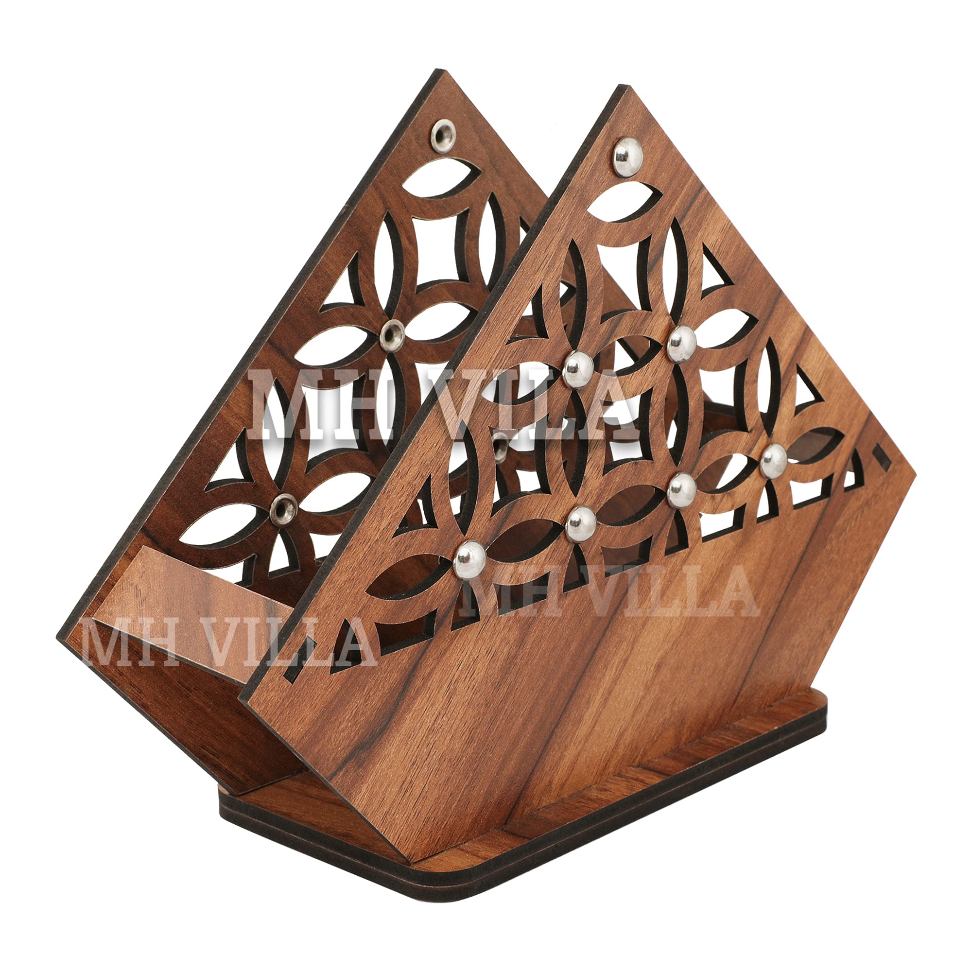 MH VILLA Wooden Tissue Paper Holder with Full Size Decorative Napkin Stand Tissue Paper Organizer for Home & Kitchen Dining Table Stand (Wooden) 4