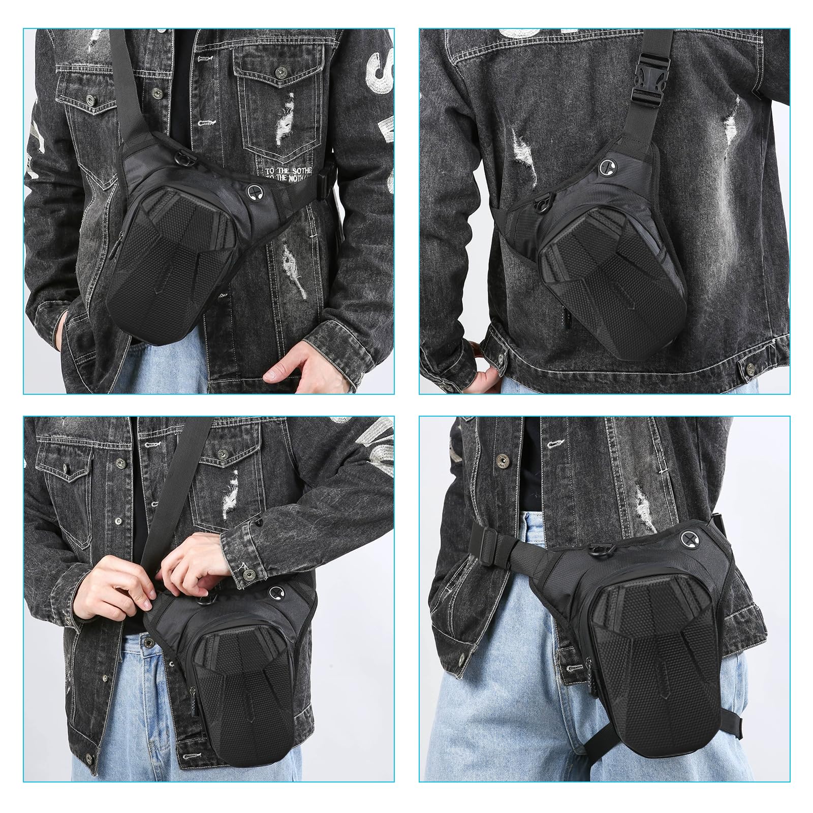 Marsupio da Gamba per Moto Borsa Gamba Moto Capacità Espandibile Borsa Cosciale Espandibile EVA Durevole Marsupio Cosciale Uomo per Escursionismo Pesca Ciclismo Escursionismo