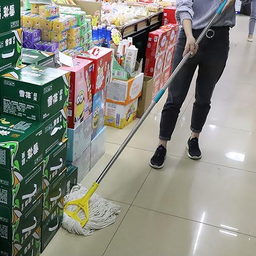 Miniatura 6 de OFO - Trapeador húmedo de cuerda con extremo de bucle, trapeador industrial comercial resistente, poste de acero inoxidable de 67 pulgadas, paquete