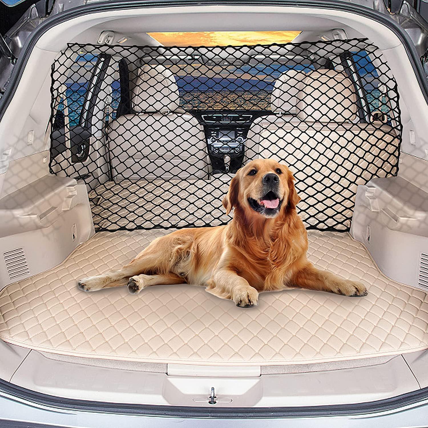 Car Dog Net Barrier, Adjustable Mesh Guard for Car Boot - 47X27 inch /120cmX70cm