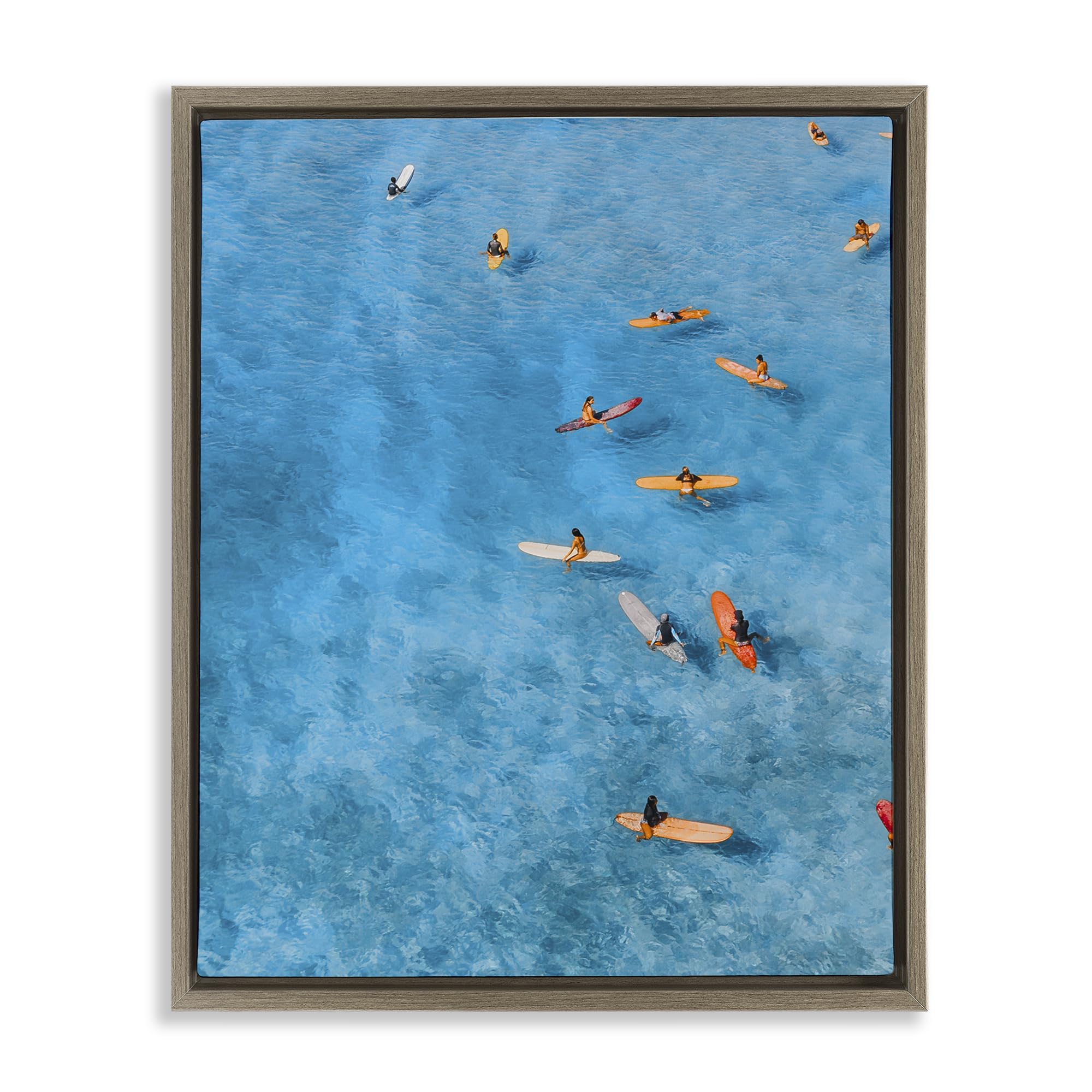Stupell Industries Montalcino Elm (Textured) 'Leisurely Surfers On Sea'| Floating Frame Canvas Art