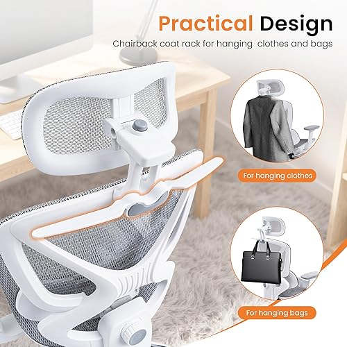 Miniatura 8 de LuxErgo Silla de oficina ergonómica de malla con respaldo alto, silla de escritorio ejecutiva para computadora, silla de oficina en casa con soporte