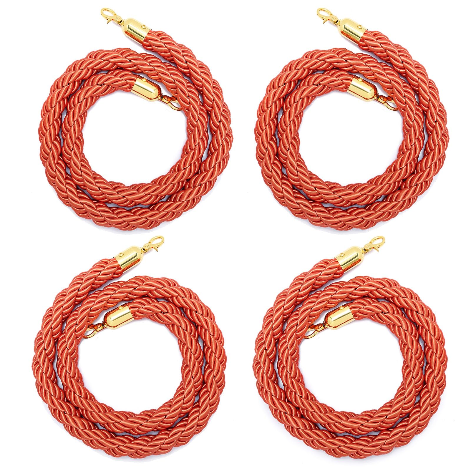 Lot de 4 cordes torsadées en nylon 32 mm de diamètre pour tapis rouge avec extrémités argentées Idéal pour les événements et la gestion des files d'attente