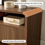 Jocisland 70" Moderne TV Stand pour les téléviseurs Jusqu'à 80", Bois TV Console avec profil courbé & 2 Armoires de rangement, Centre de divertissement Media Console pour salon, Brown