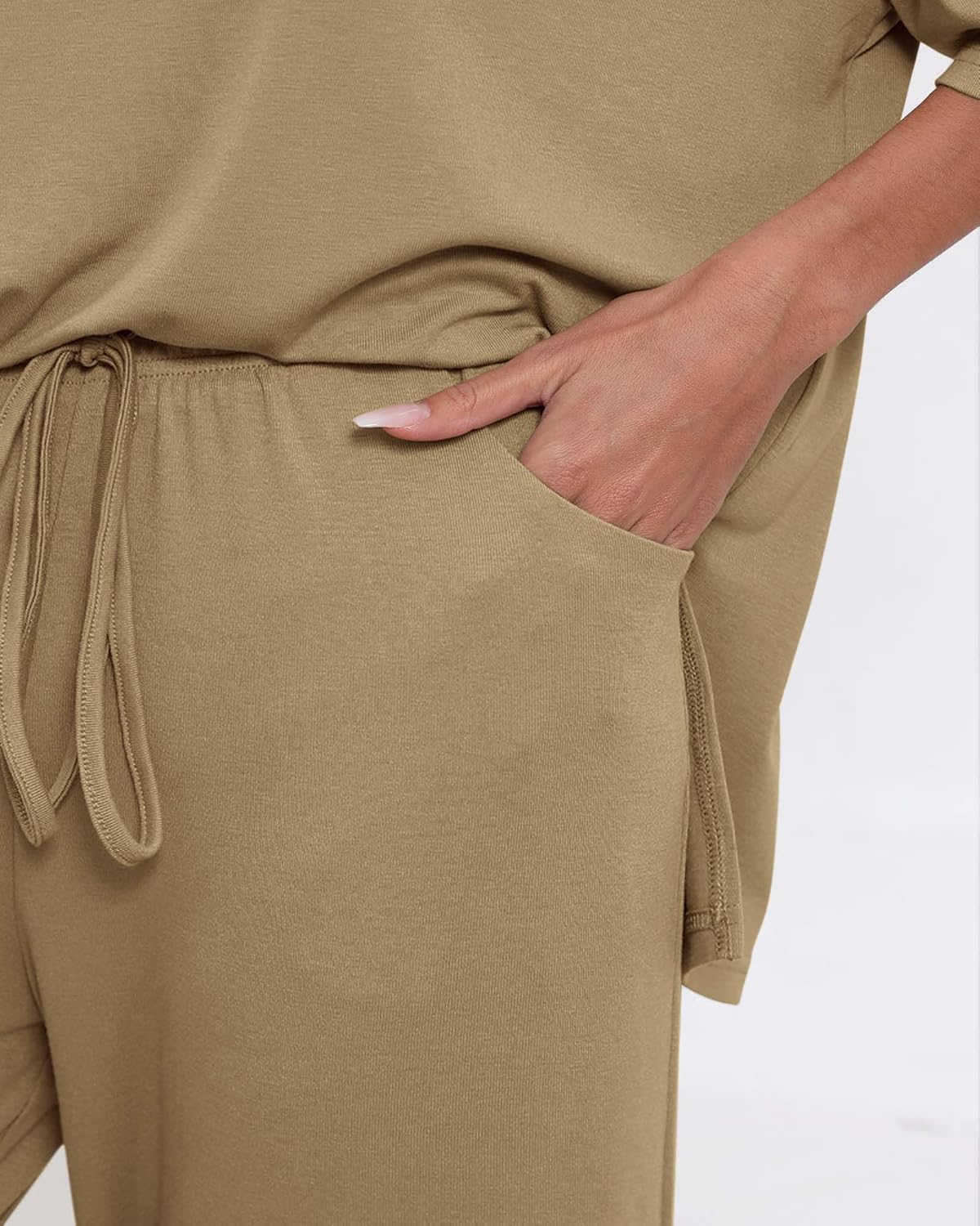 Womens Lounge Set 2026 Summer 2 Piece Outfits Oversized Short Sleeve Tops & Wide Leg Pant Matching Sets Clothing - Image 4