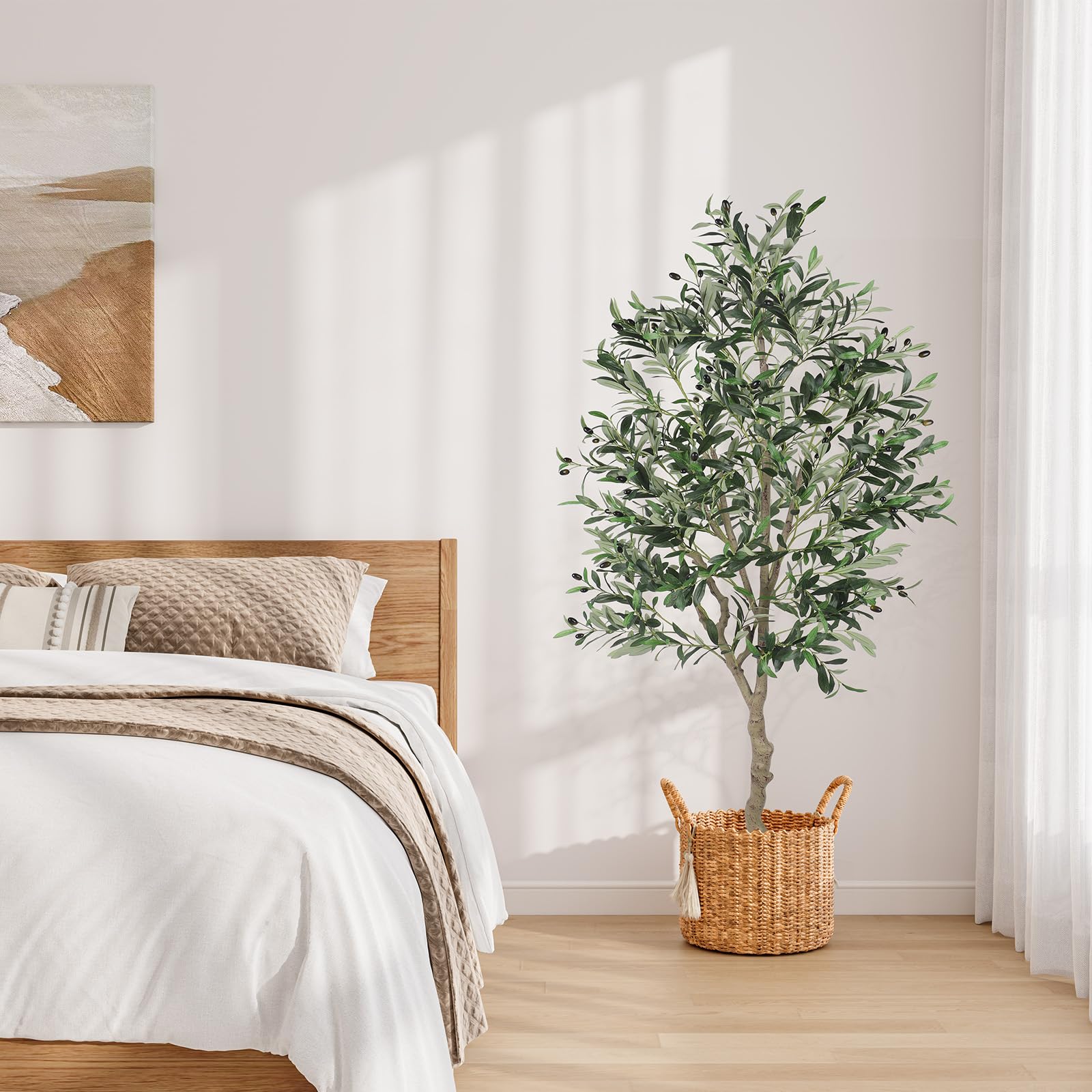 Dripex Olivier artificiel - 180 cm - Plantes artificielles - Grande plante d'olivier dans un pot - Décoration pour la maison, le salon, la chambre à coucher, le bureau, le jardin
