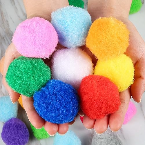 Miniatura 6 de Caydo Pompones negros de 1.5 pulgadas, 50 pompones grandes para manualidades, proyectos y decoraciones