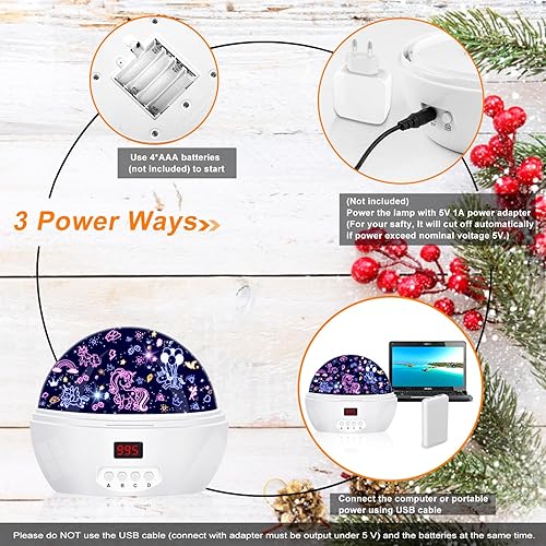 Miniatura 5 de Proyector de unicornio de luz nocturna para niñas, proyector de luces de estrellas para techo de niños, decoración de dormitorio, regalos para niñas