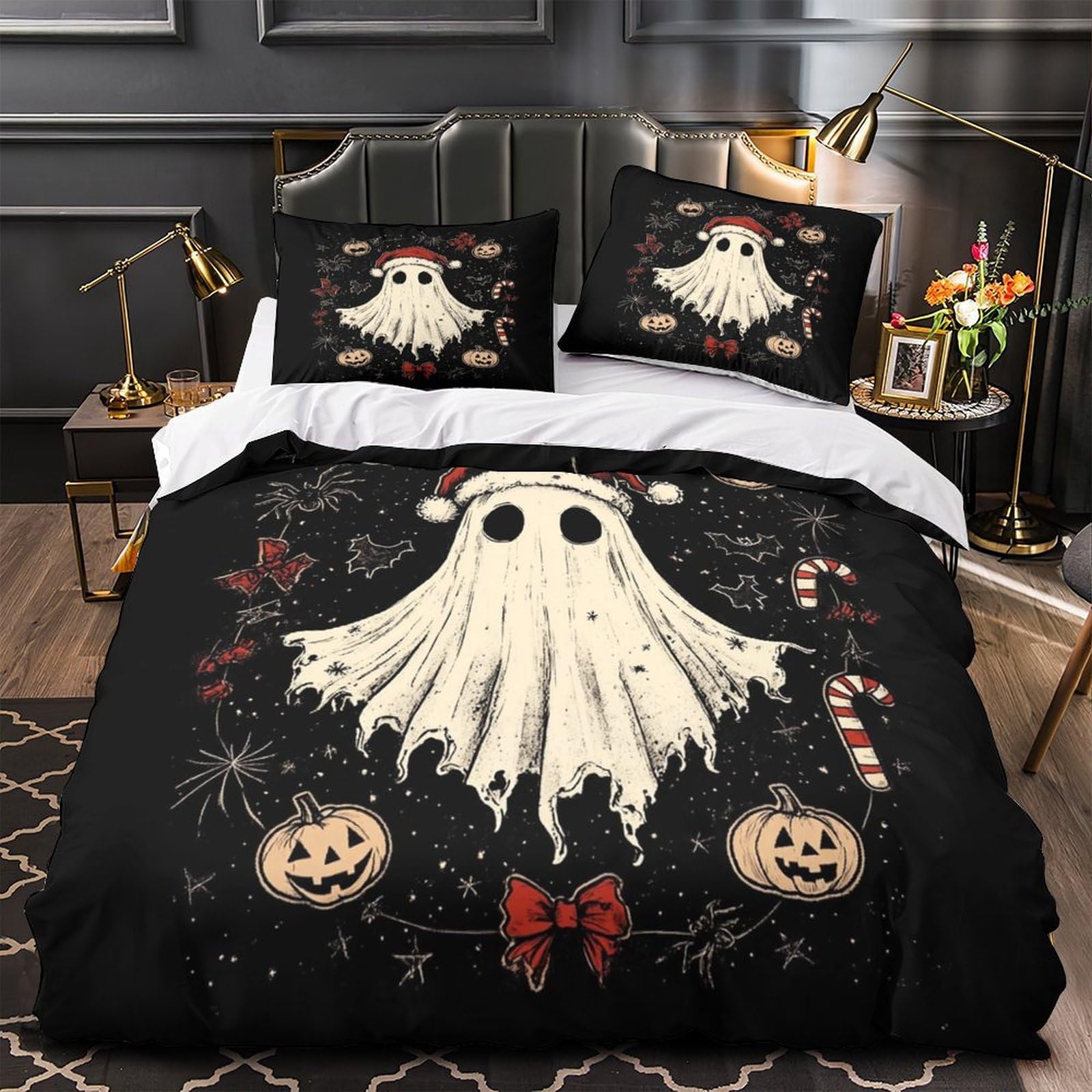 Fantômes d'halloween parure de lit 3D imprimée housse de couette 200x200