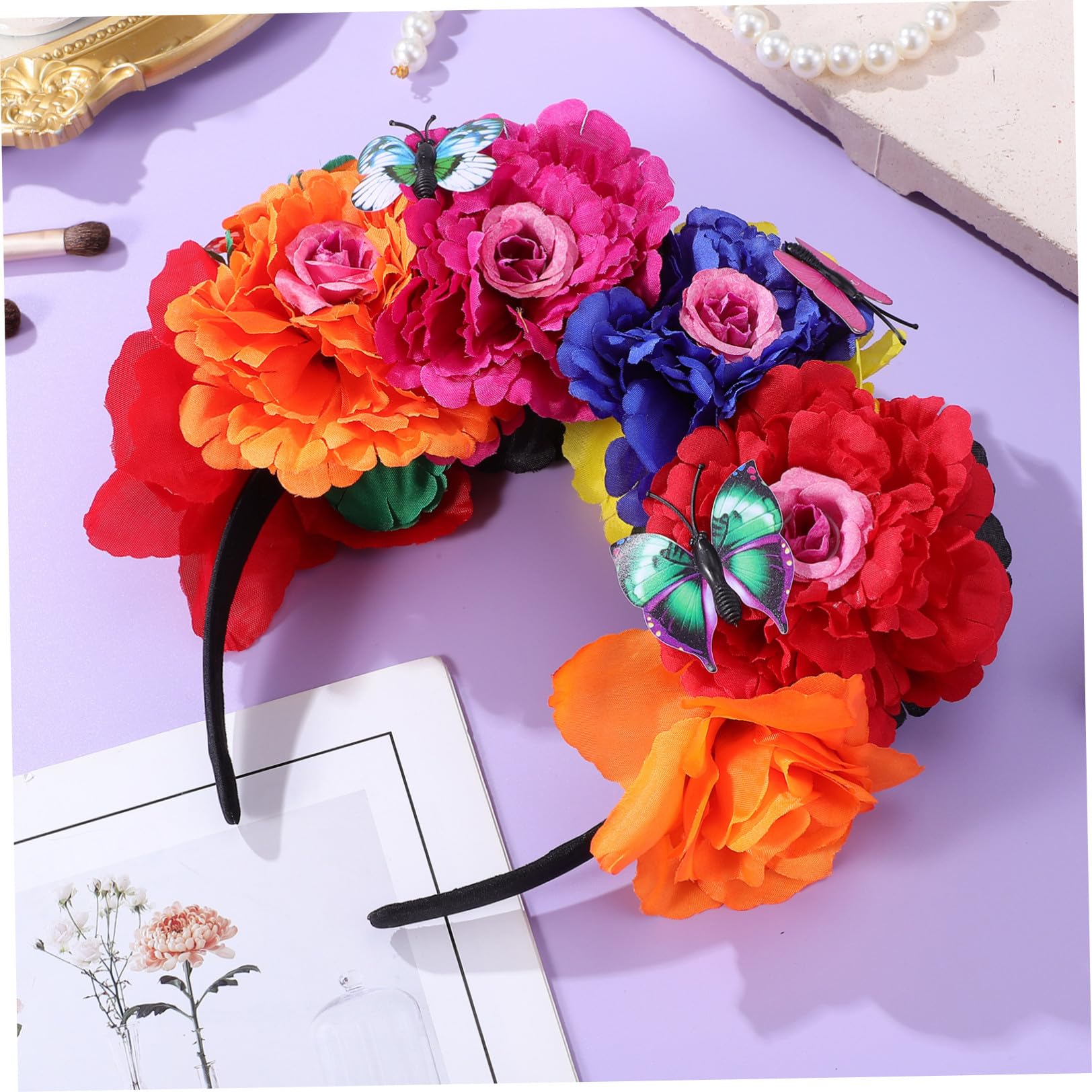Diadema de Flores de Plástico para Mujer y Damas de Honor