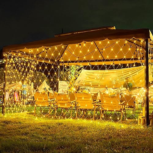 weillsnow 198 luces LED de red para exteriores de 9.8 x 6.6 pies, conectables, 8 modos de iluminación parpadeantes, luces de malla para Navidad, weillsnow 198 luces LED de red para exteriores de 9.8 x 6.6 pies, conectables, 8 modos de iluminación parpadeantes, luces de malla para Navidad,