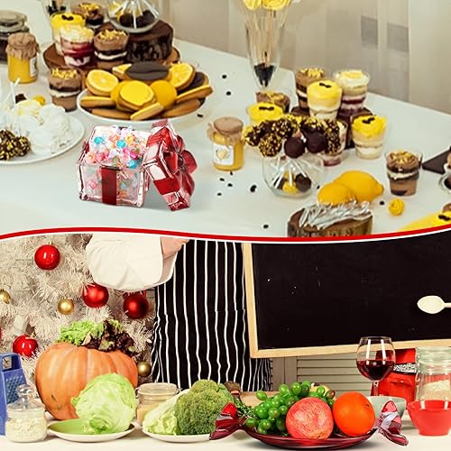 Miniatura 6 de 2 platos de Navidad de caramelo de menta, bandeja de cristal para dulces rojos y blancos con tapa, tarros de dulces de Navidad, bandejas para servir