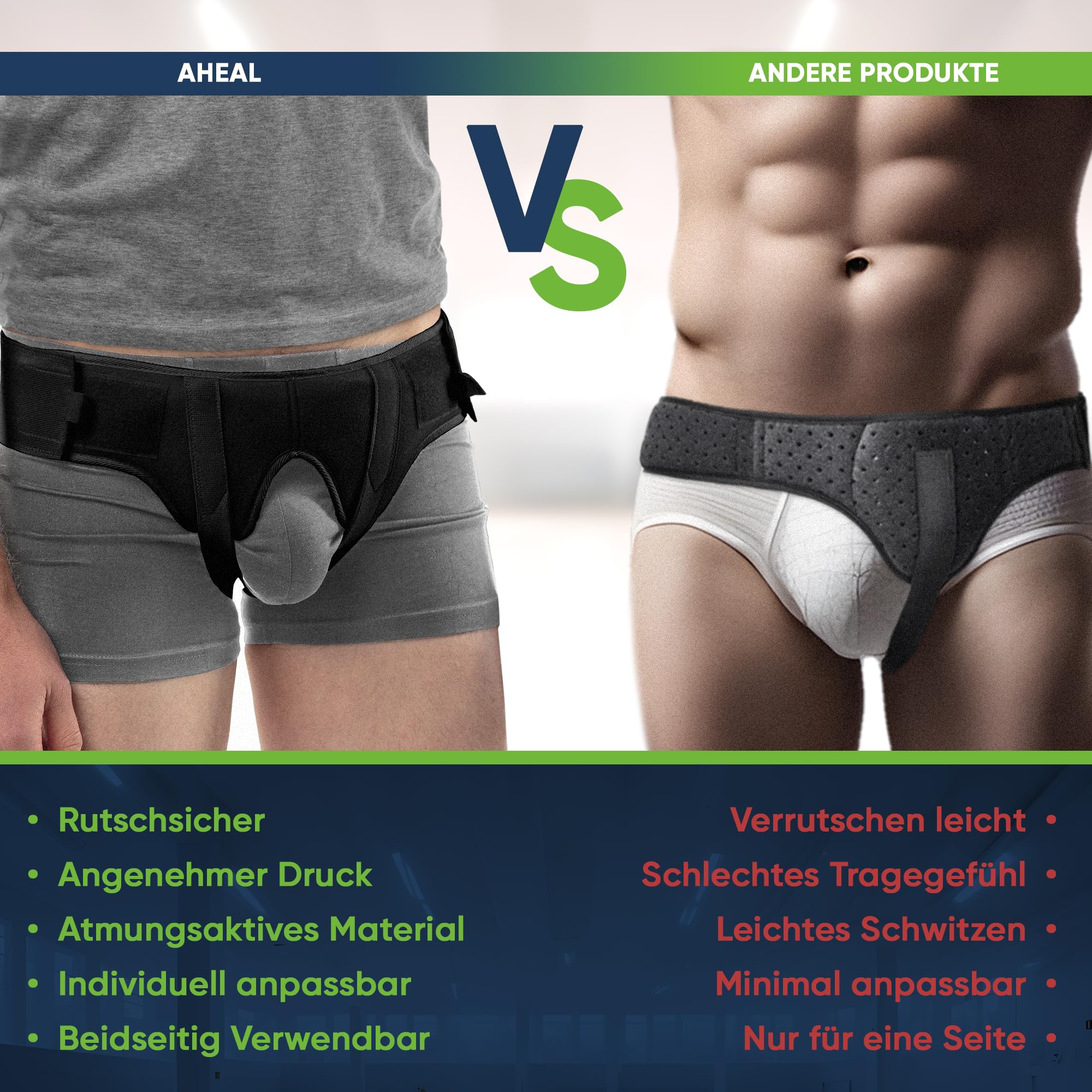 aHeal Leistenbruch Herren Medizinischer Stützgürtel - Leistenbruchgürtel für Männer, Weiches Elastisches Bruchband Leistenbruch, Schmerzlinderung Leistenbruch Gürtel & Herniengürtel - Größe 3 Schwarz