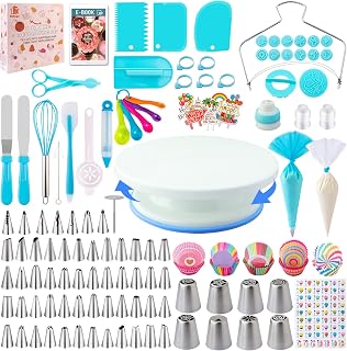 Kit Patisserie Douille Patisserie 356pcs, Nifogo Accessoire Patisserie, Ustensiles à Pâtisserie Inclure Plateau Tournant Gateau, Poche a Douille, Decoration Gateau Anniversaire