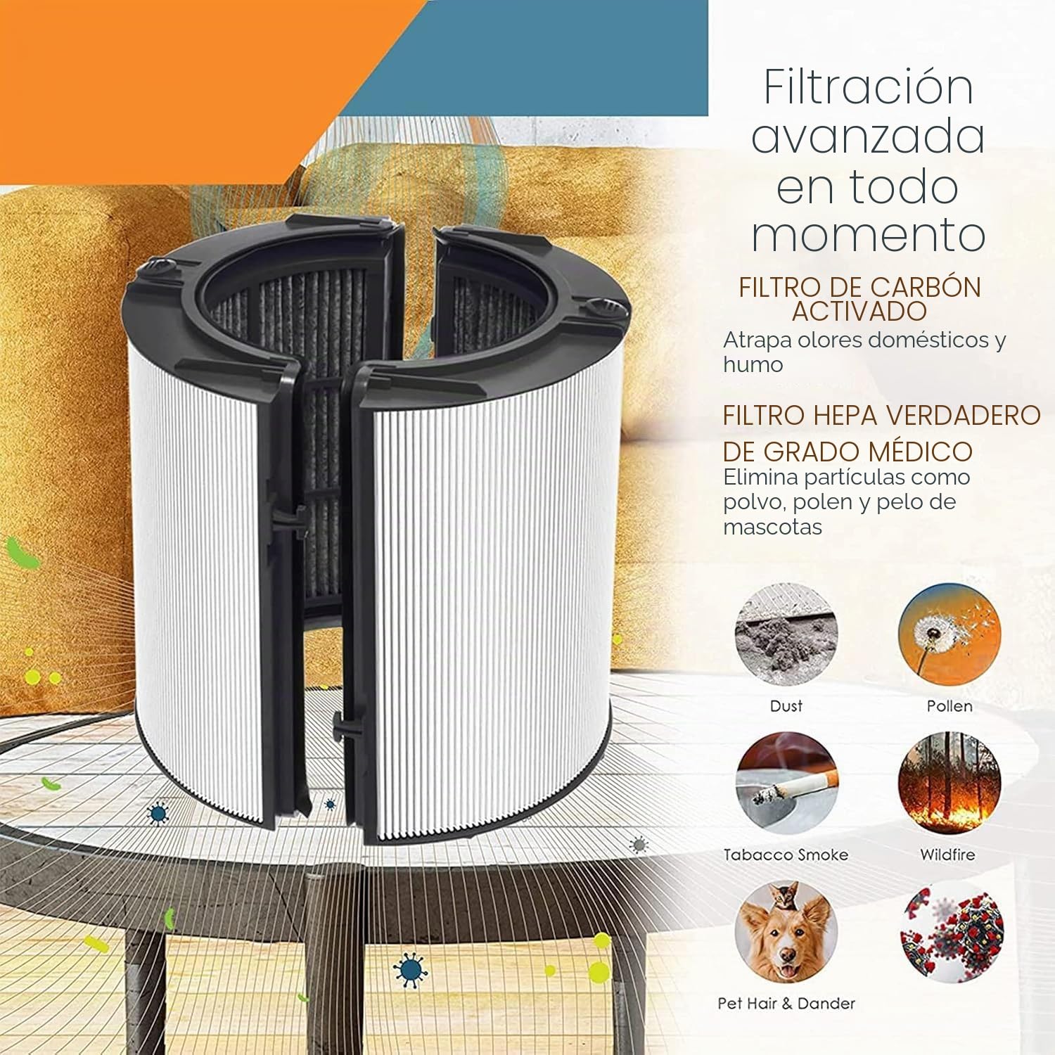 Filtro HEPA + carbono H13 Grade 2 en 1 compatible con Dyson HP04 TP04 DP04 PH04 HP09 TP09 HP07 TP07 PH03 PH01