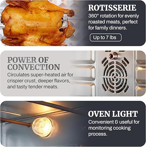 Miniatura 2 de Elite Gourmet ETO4524 - Horno tostador de convección de 45 L, puertas francesas, temperatura y temporizador ajustables, horneado, asado, asado,