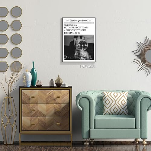 Miniatura 5 de XMQQLL Lienzo de periódico vintage funky, arte de pared, impresiones de cóctel de discoteca en blanco y negro para habitación, carteles estéticos de