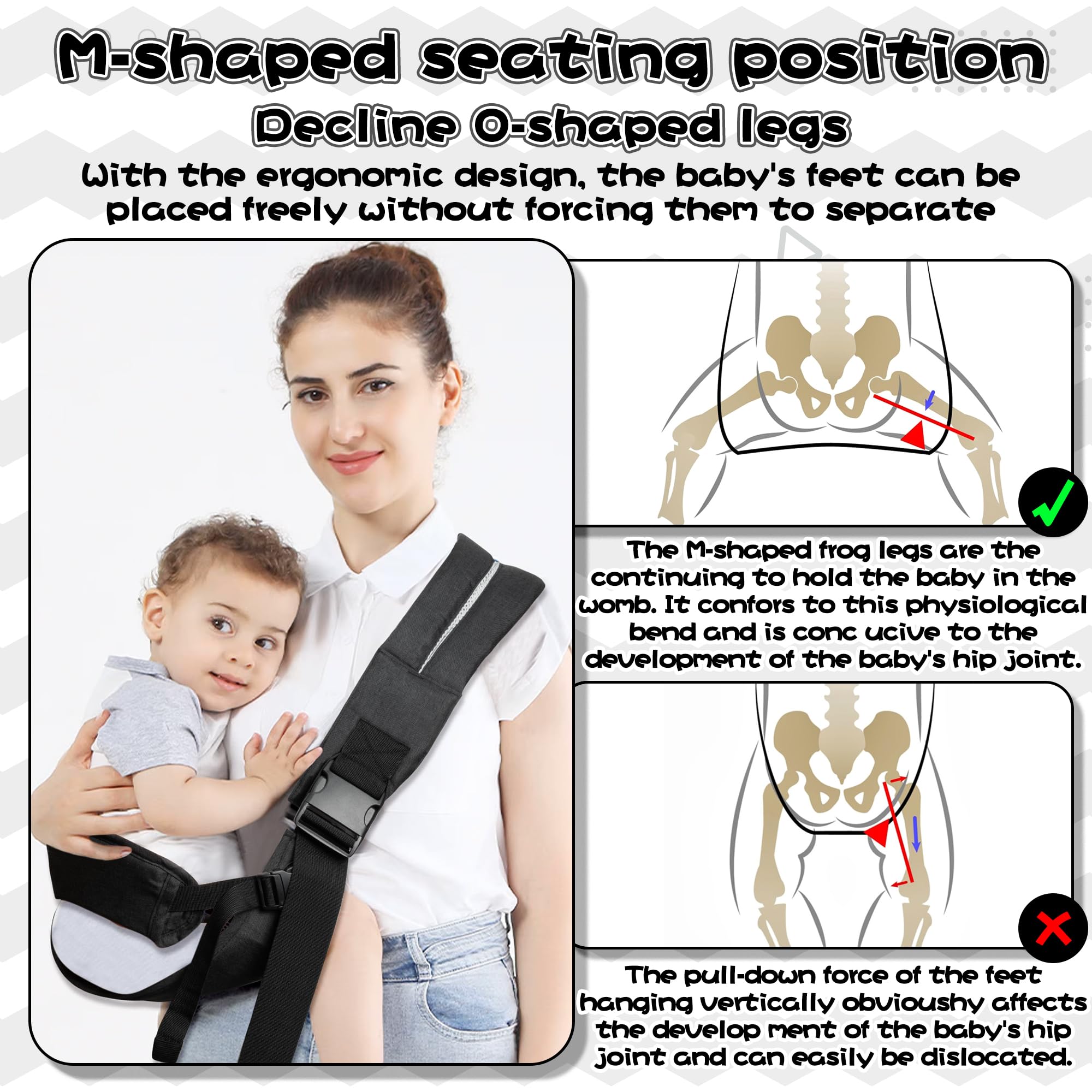 GoaePode Baby Carrier with Side Support Straps, Hands Free Adjustable Toddler Sling Carrier - Image 3