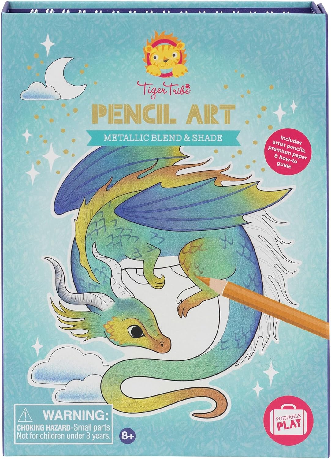 Tiger Tribe Metallic Pencil Art Set - Kids & Tweens Activity for Learning Coloring Techniques | Includes 20 Colors