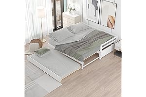 Merax King Size Exquisite Wood Day Bed with Trundle