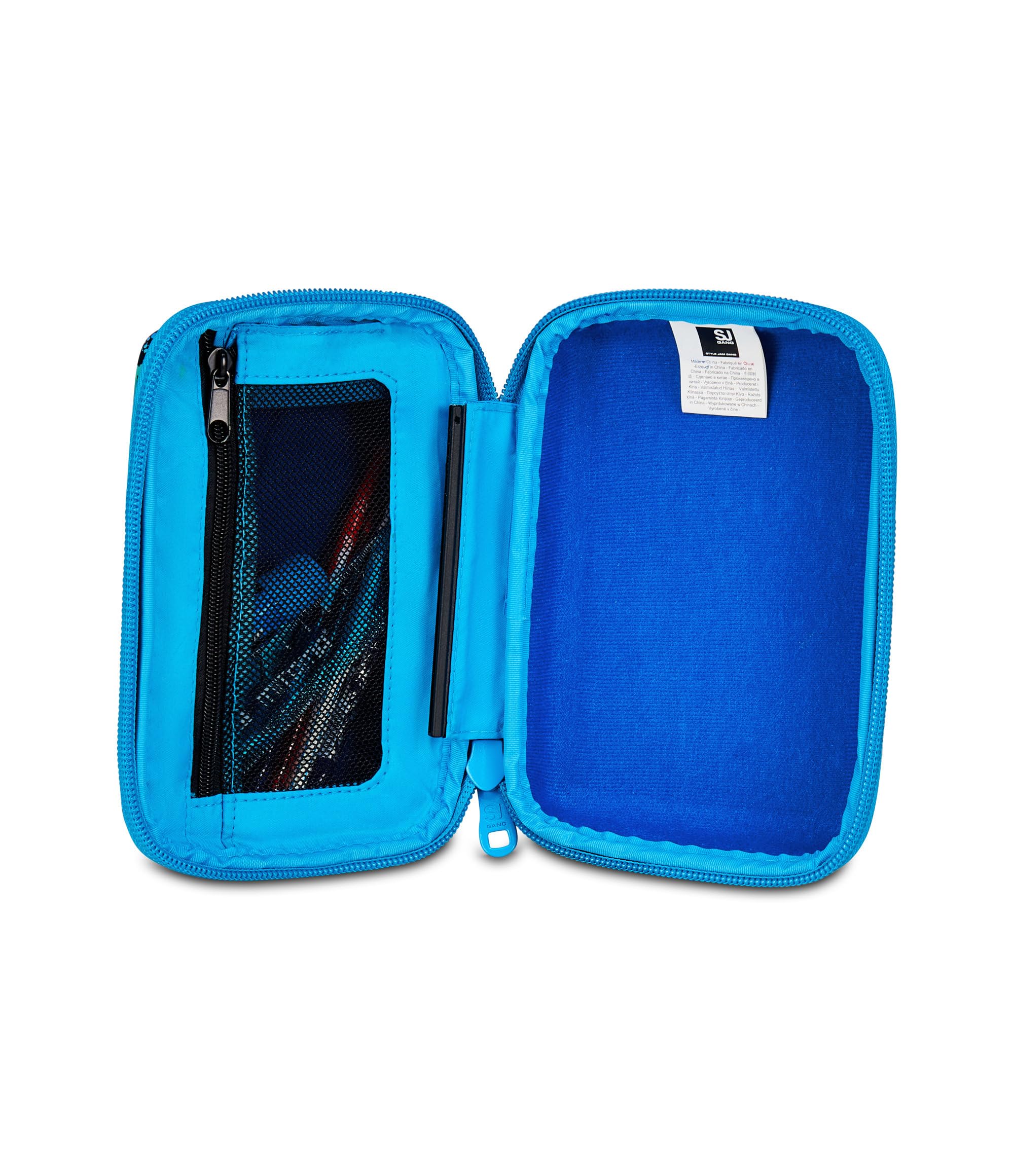 SJ GANG STYLE JAM GANG Astuccio Scuola Speed Pad + Air Tiger, Blu, Portapenne Mono Scomparto con Plance Amovibili, Completo Di Penne, Matite, Colori, Accessori Zaino, Scuola Elementare, Bambino