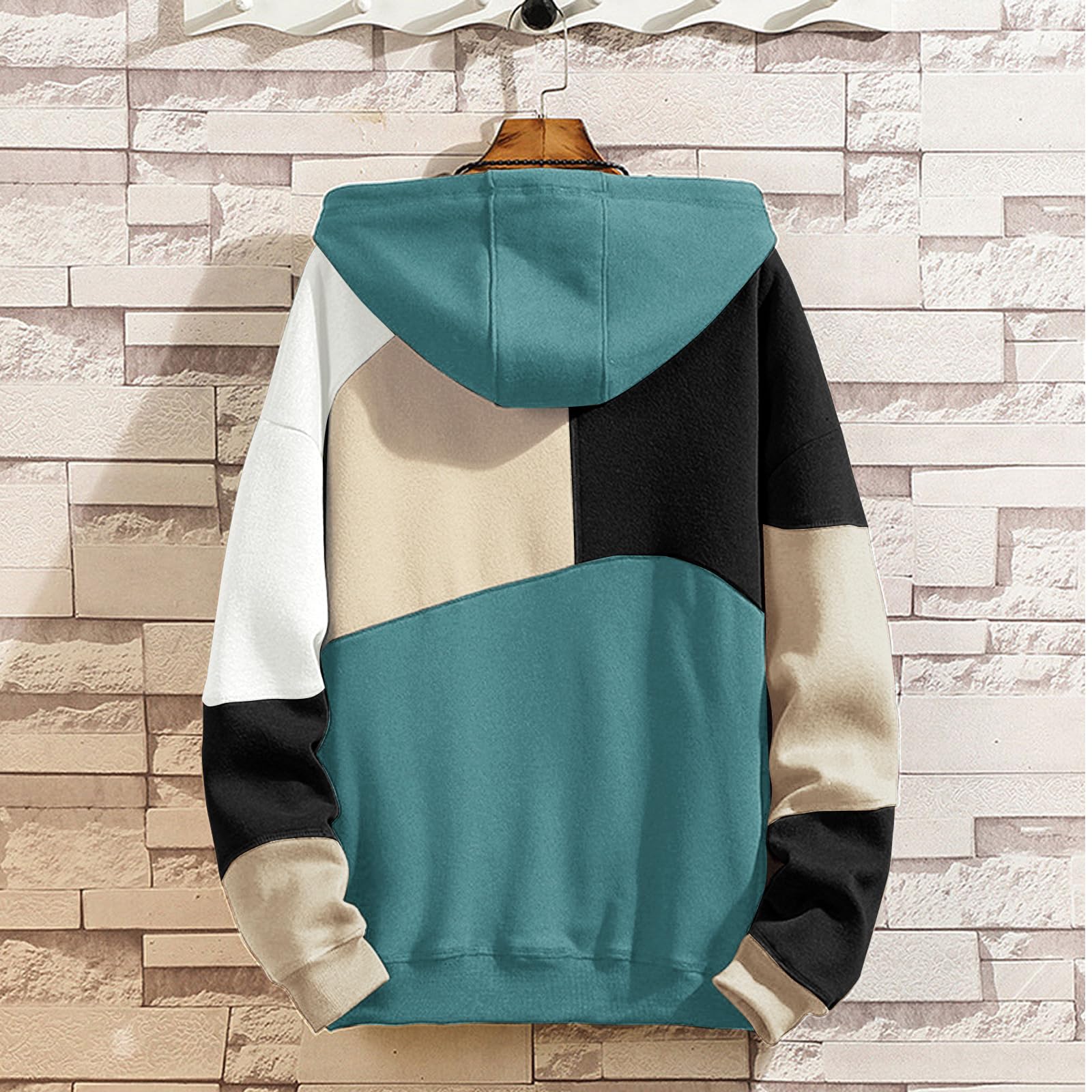 Herren Bunt Hoodie Baumwolle Kapuzenpullover mit Taschen Hoody | Kapuzenpulli Streetwear Casual Farbblock Sweatshirt Urban Pullover Herbst Winter