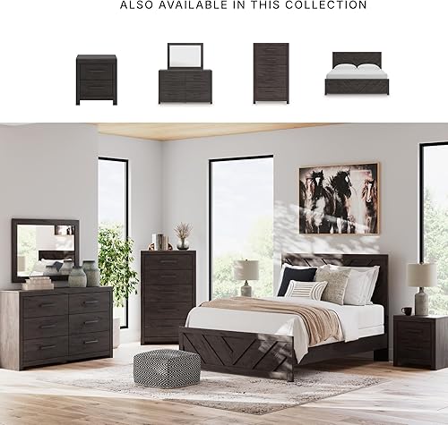 Miniatura 5 de Signature Design by Ashley Prendonea - Mesita de noche informal con 2 cajones para dormitorio, color gris