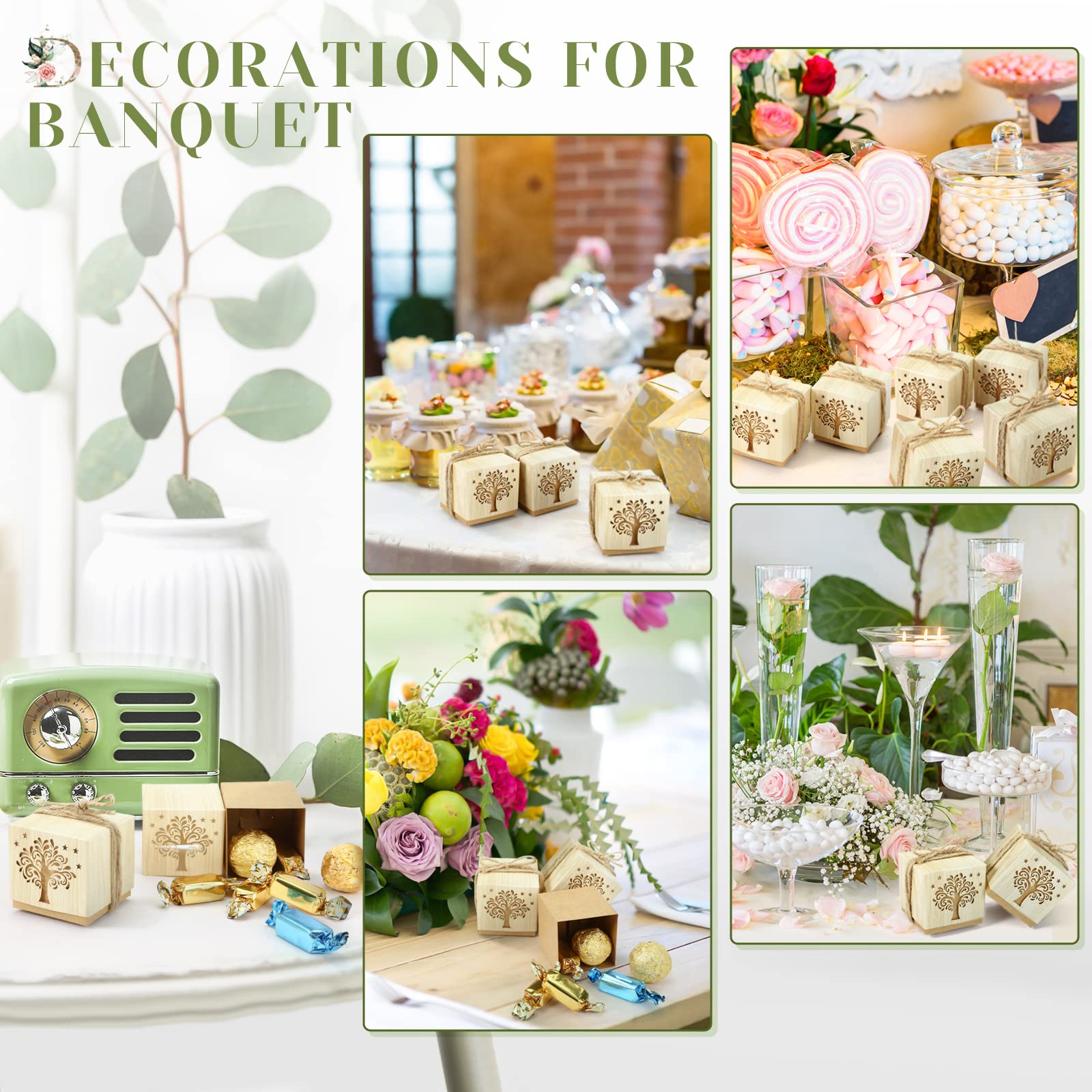 LEMESO Scatoline Portaconfetti Bomboniere Comunione Albero della Vita 25 pz Bomboniere Cresima Matrimonio Scatoline Kraft Carta per Confetti Caramelle Prima Comunione Battesimo Sposi Nascita