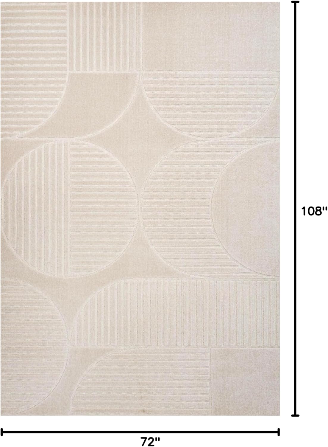 JONATHAN Y Nordby High-Low Arch Striped Ivory/Cream Indoor/Outdoor Area Rug, 6x9, Pet Friendly, Non-Shedding, Stain Resistant, Easy-Cleaning for Backyard, Patio (SCN104B-6)