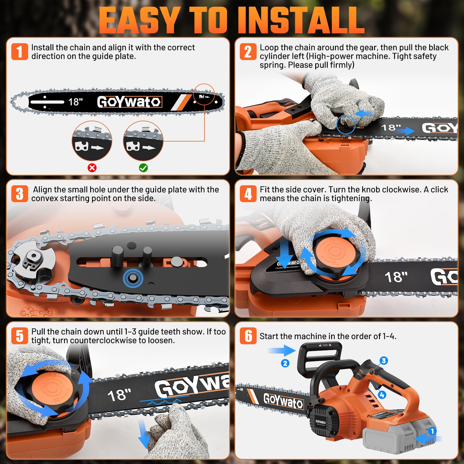 36V Tronçonneuse à Batterie sans Balais 18Pouces Compatible avec Makita 18V