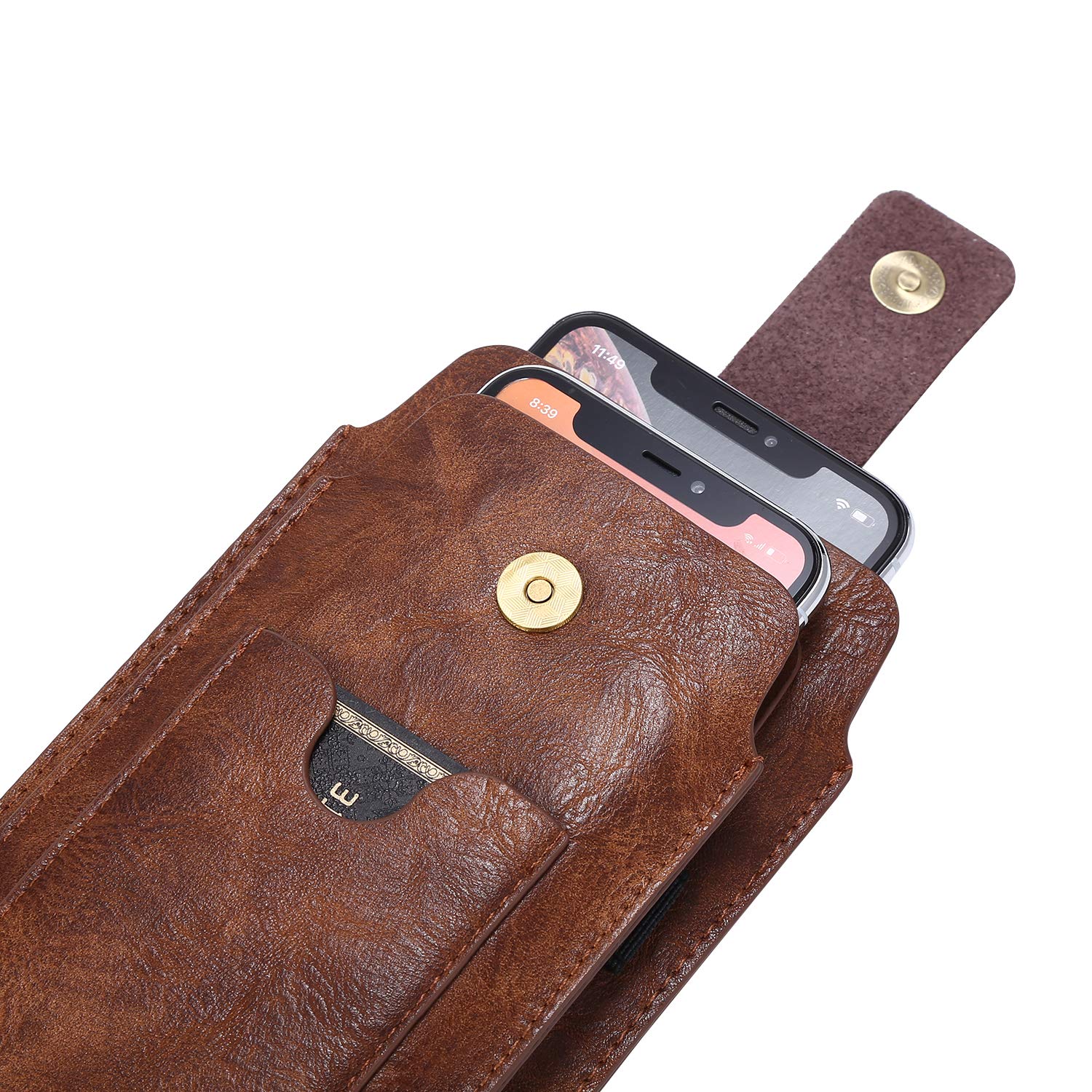 Porta Cellulare da Cintura Uomo in Pelle Nero, Custodia Cellulare da Cintura, Smartphone Marsupio Sacchetto Clip da Cintura Borsello Portacarte Telefono Portafoglio Fondina con Passante per Cintura