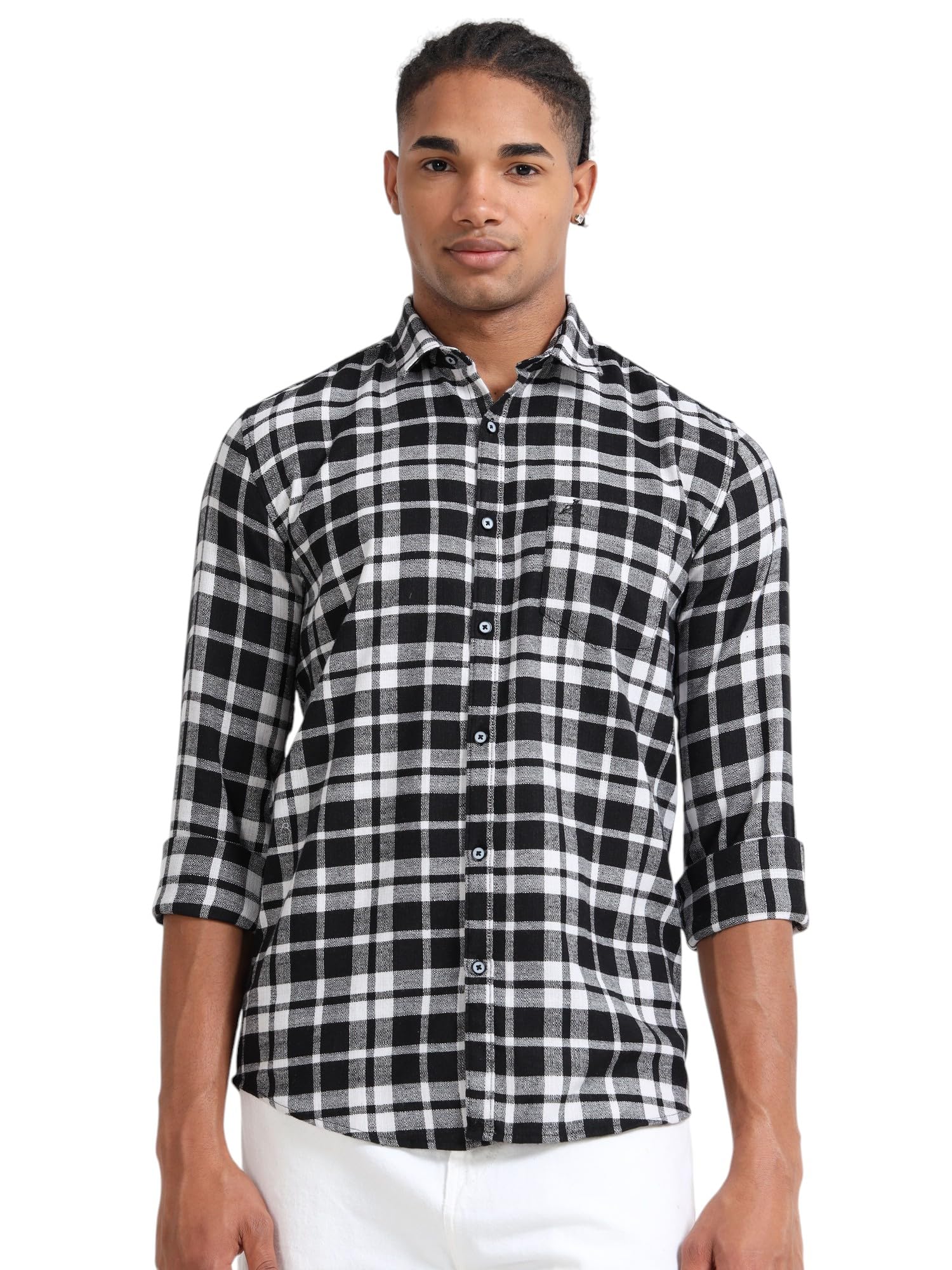 svin be the elegance SVIN Slub Check Fabric Shirt for Mens ltimate Comfort & Timeless Style | Perfect for Casual, Office, Weekend Wear | Lightweight and Stylish Design for Daily Outfits (Black)-picture-52