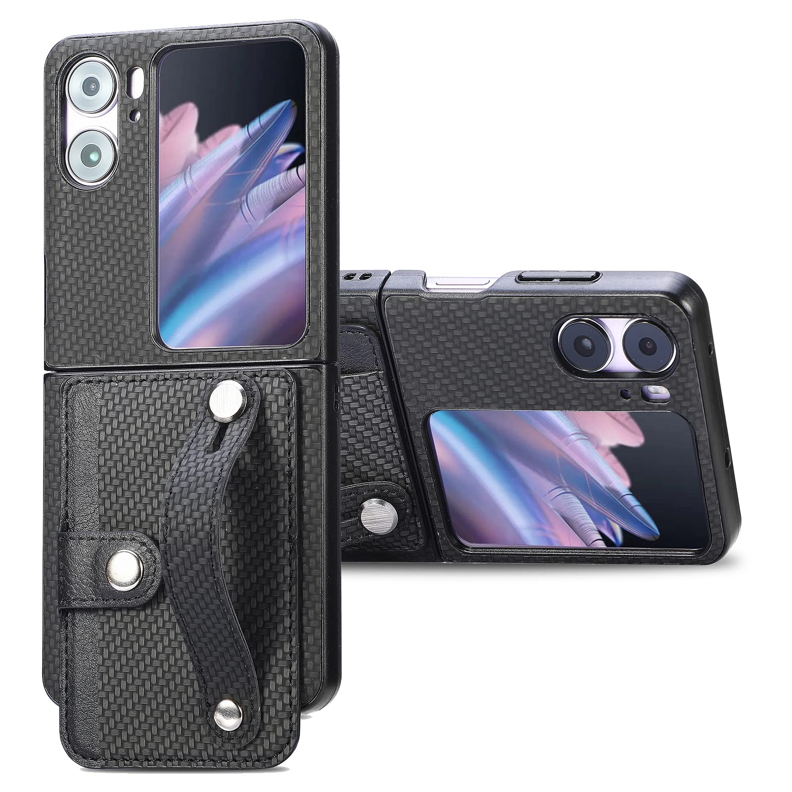 Custodia COQUE In Vera Pelle Per Oppo Find N2 Flip – Marrone, Motivo Lychee, Antiscivolo Con Cornice Oro