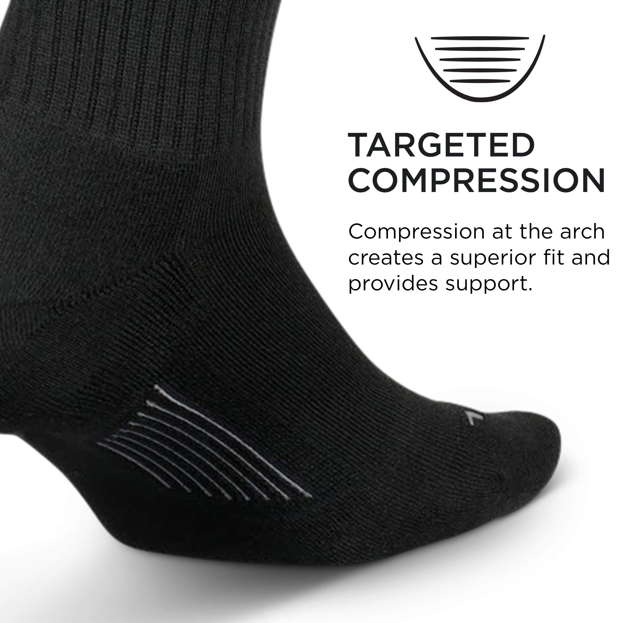 Feetures Everyday Max Cushion Crew Sock for Men - Moisture-Wicking Socks - Black, L (1 Pair)