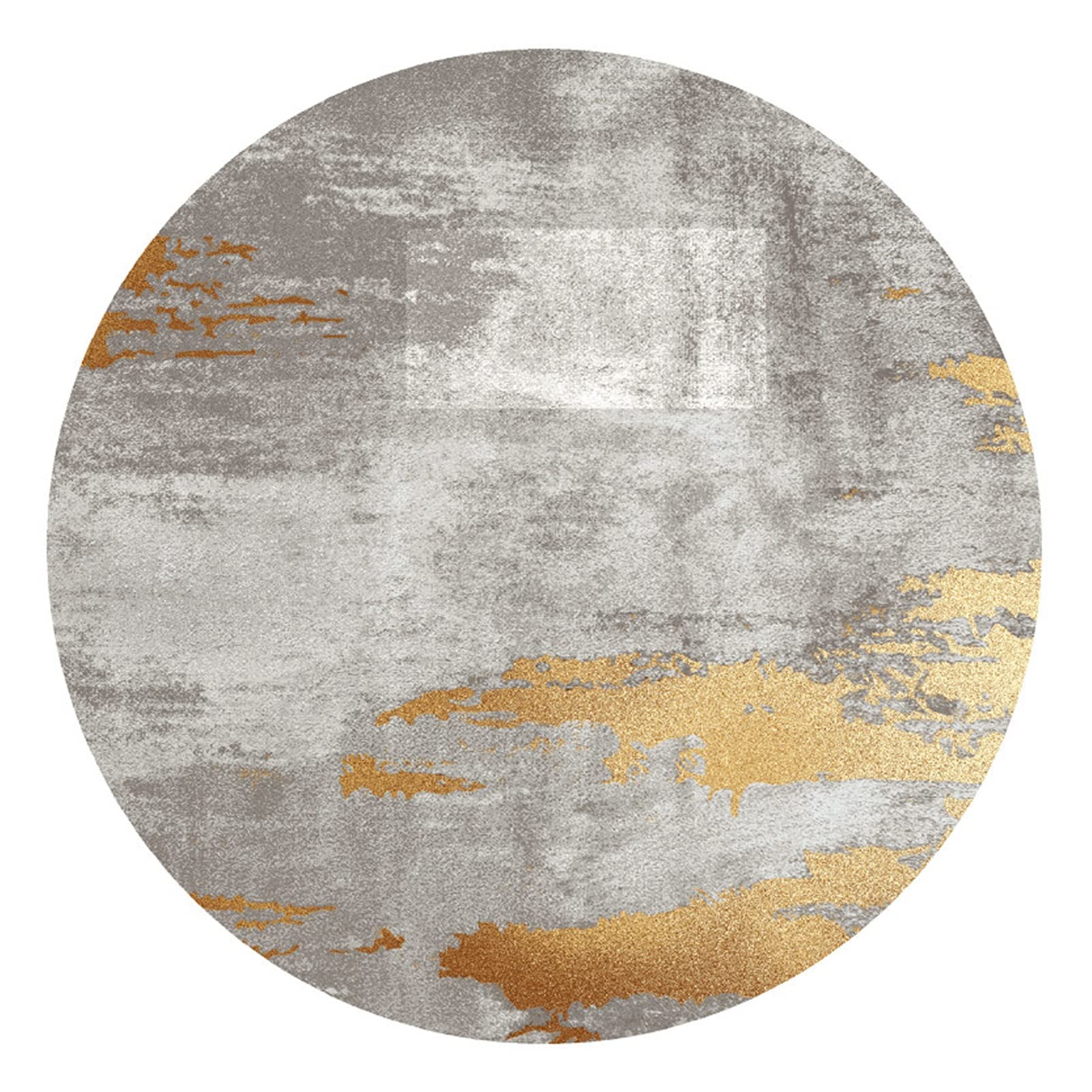 Tapis de salon rond moderne 100cm design gris or pour chambre à coucher