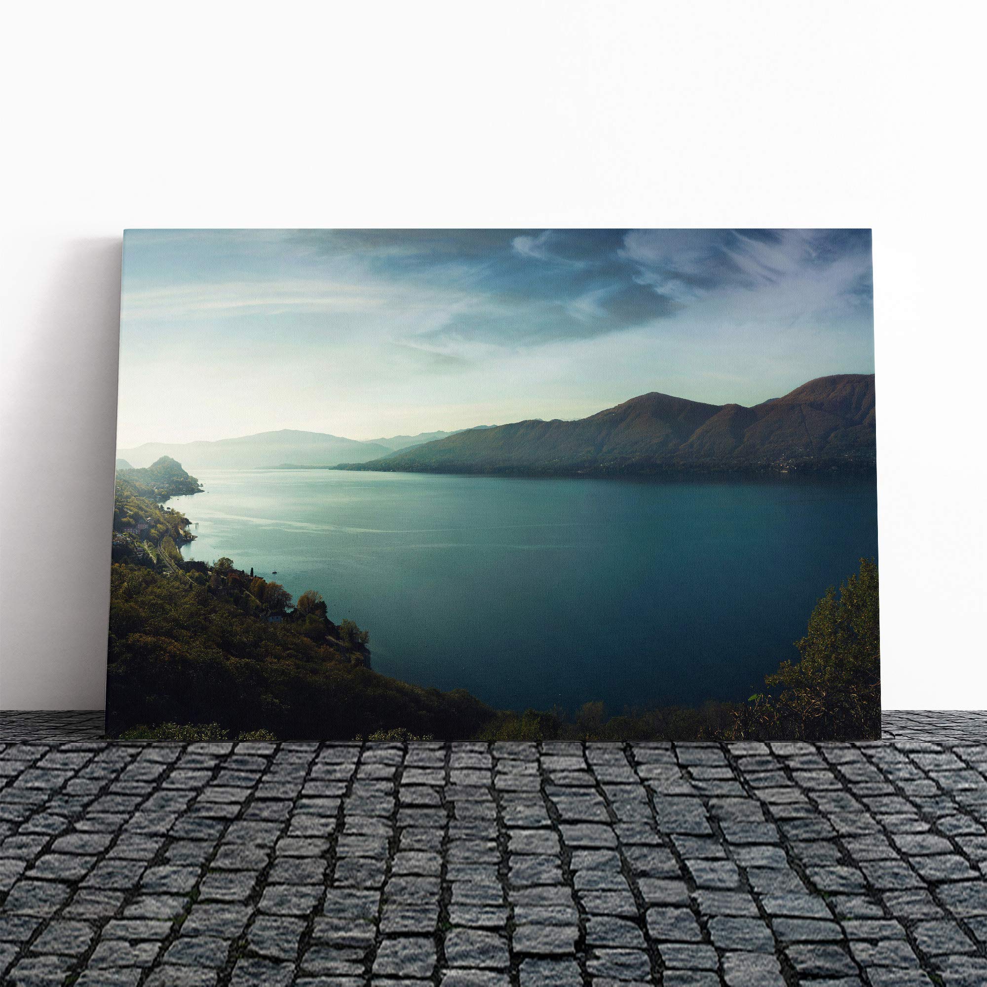 Landscape Sunlight Over a Lake Canvas Print | Gallery Wrapped 30mm Frame Wall Art | 30x20 inches | Ready to Hang | Modern Landscape Picture | Living Room Bedroom Lounge Office