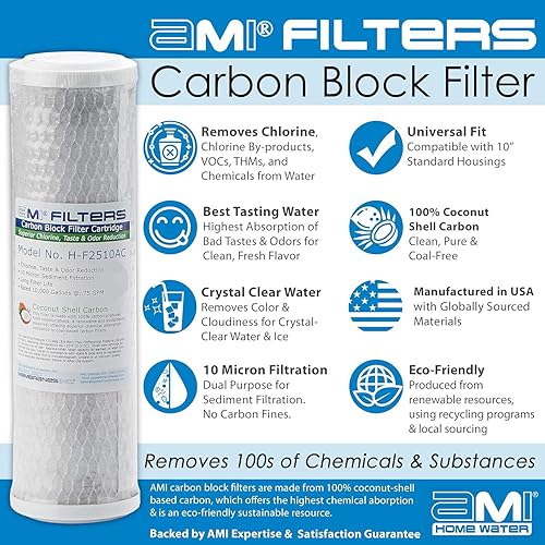 Miniatura 4 de APPLIED MEMBRANES INC. Reemplazo del filtro de ósmosis inversa AMI  Juego de prefiltro  para sistemas de filtración de agua de 5 etapas (solo juego