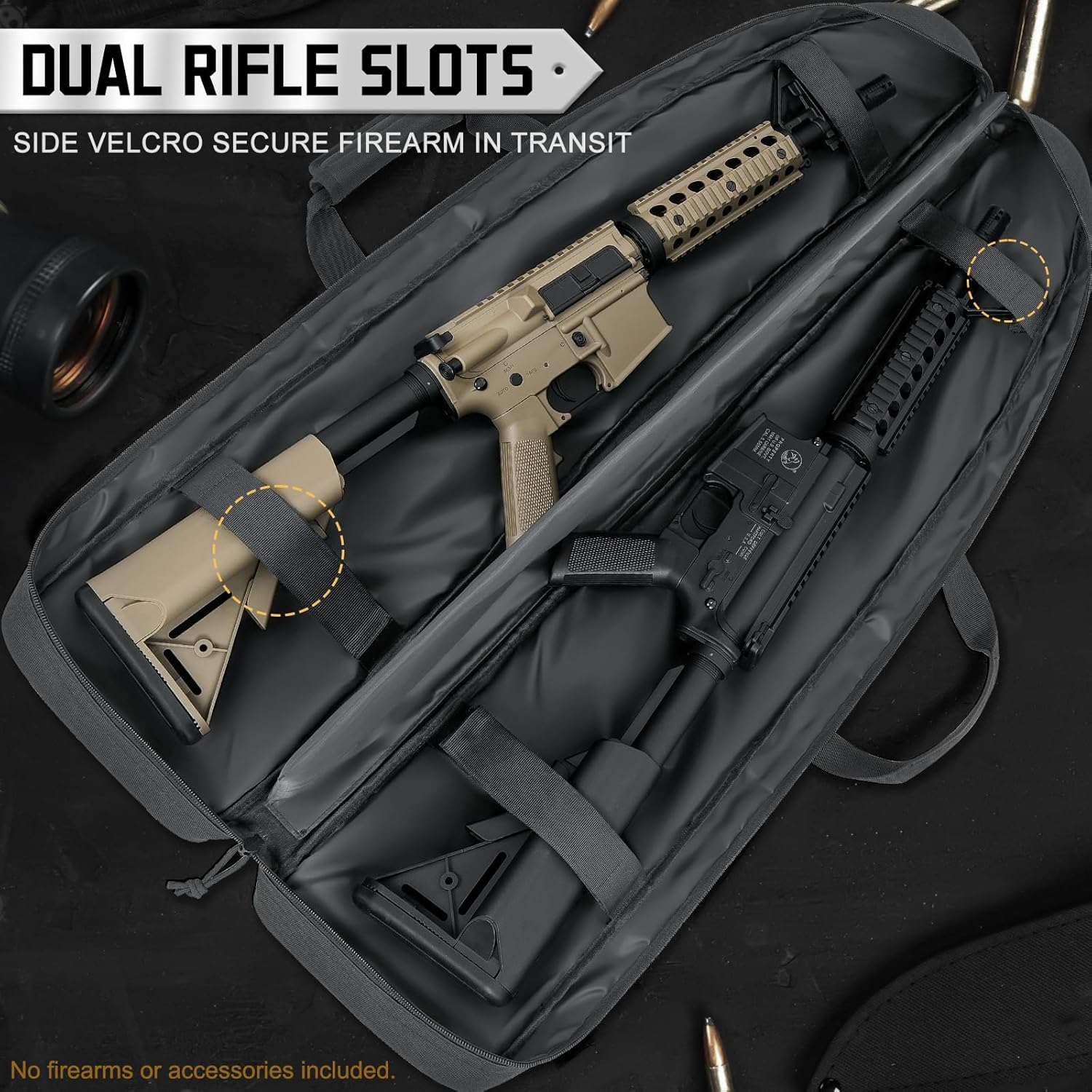 DULCE DOM Double Rifle Case 36 38 42 44 48 inch, Tactical Backpack for Range & Hunting, Soft Gun Bag with Movable Divider, Multiple Magazine & Accessory Pouches