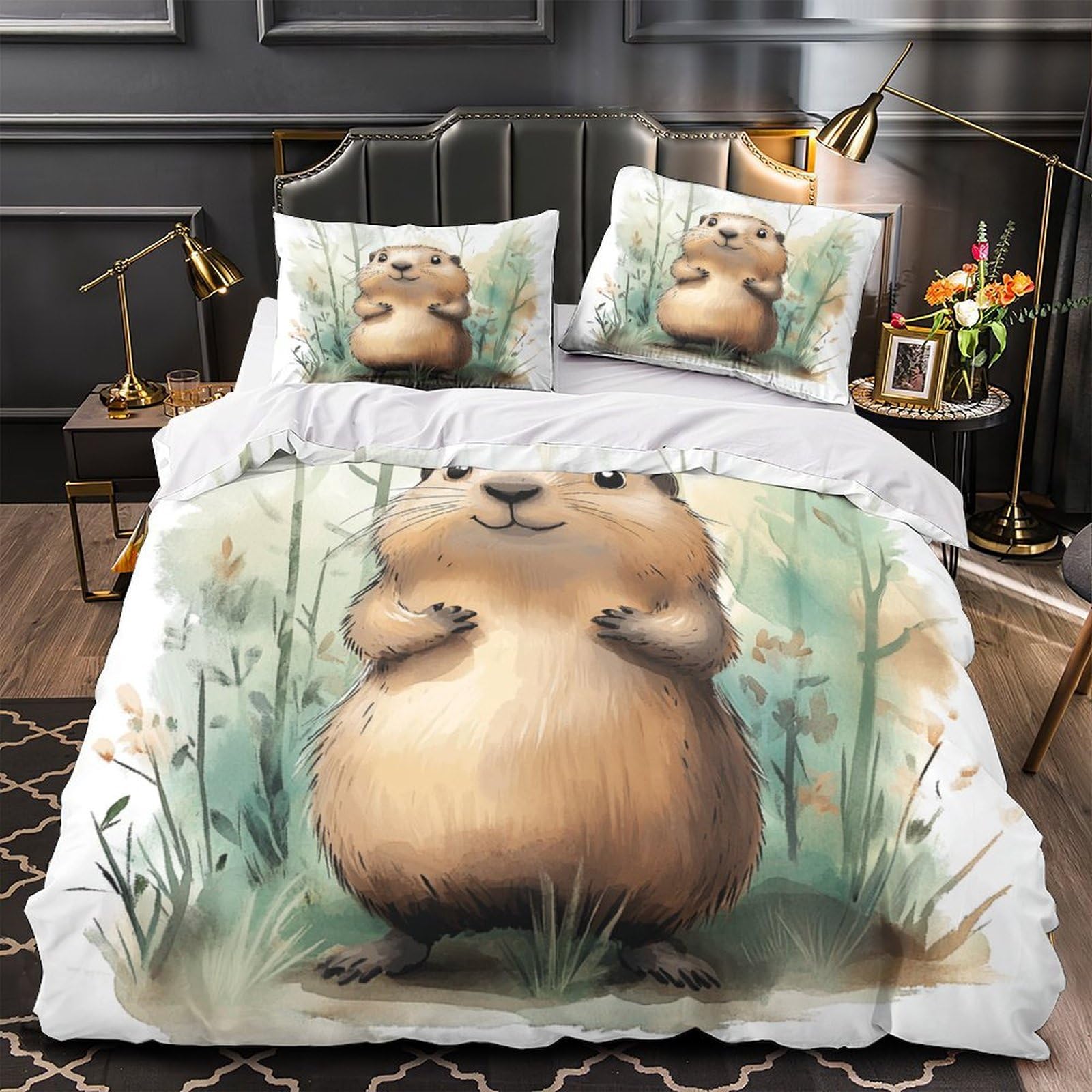 Housse de couette marmotte anti-plis et résistante pour lit enfant