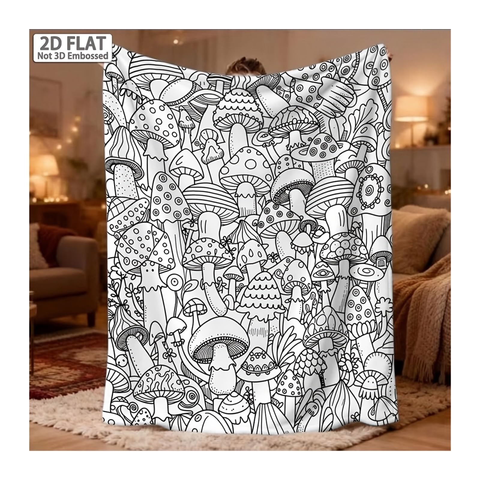 coperta da colorare Coperta da tiro colorare con funghi Graffiti(100x130cm39x51in)