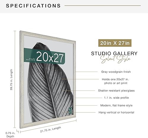Vista 452 de MCS Studio Gallery Marco para póster de 16 x 24 pulgadas, imitación de veta de madera de color negro, colgar en horizontal o vertical, grande
