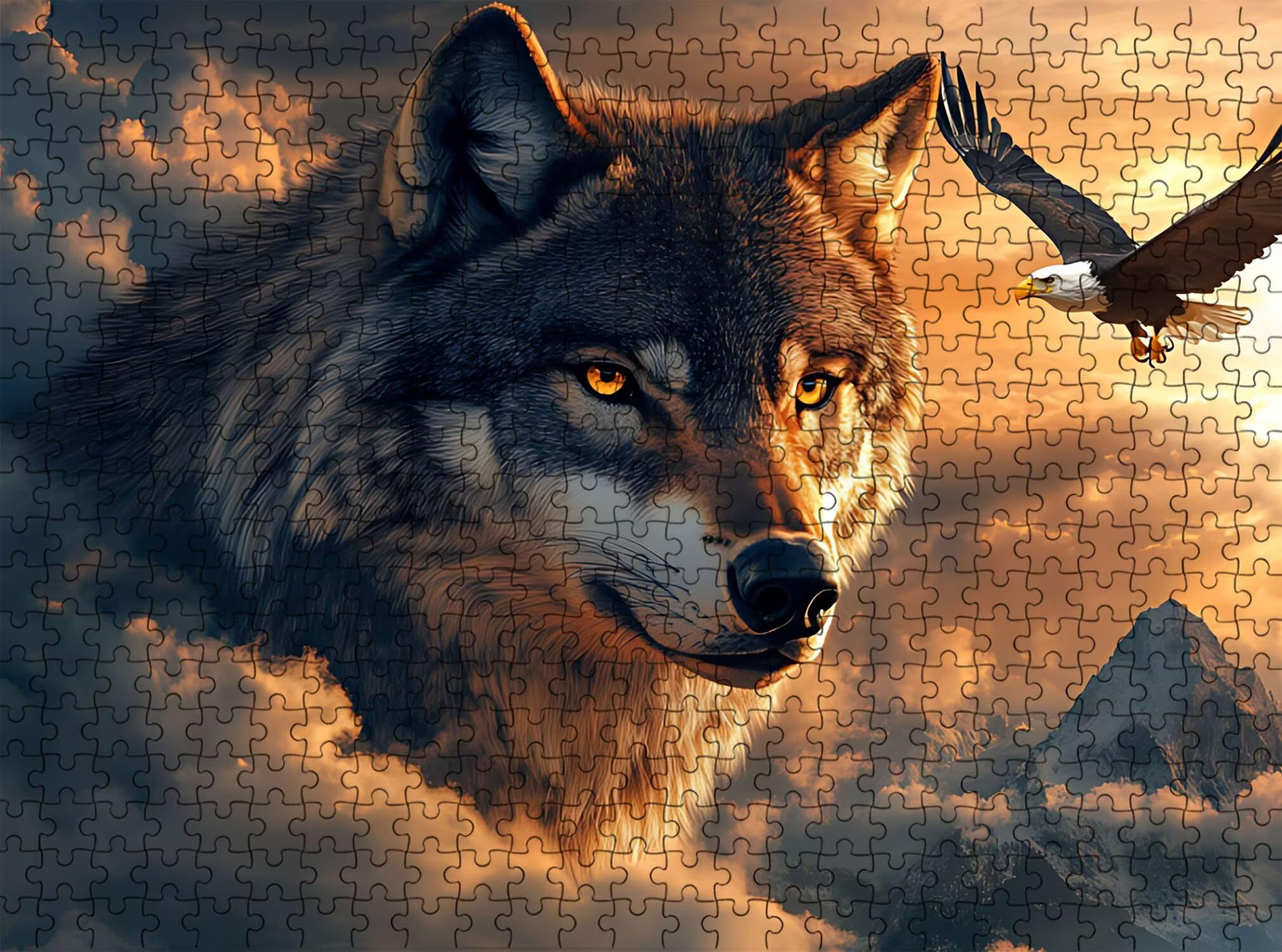Puzzle 2000 Pezzi Classici, Puzzle Lupo aquila 99 x 70 cm, Gioco Educativo e Antistress in Legno con Poster Incluso, Ttività DIY per Famiglia, Regalo per Appassionati, Decor Parete Casa, f0-608