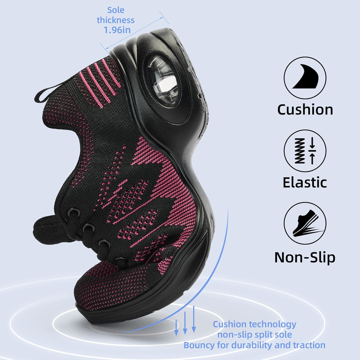 PPQ Women's Jazz Shoes Lace-up Sneakers Modern Dance Shoes Air Cushion Platform Walking Dance Shoes