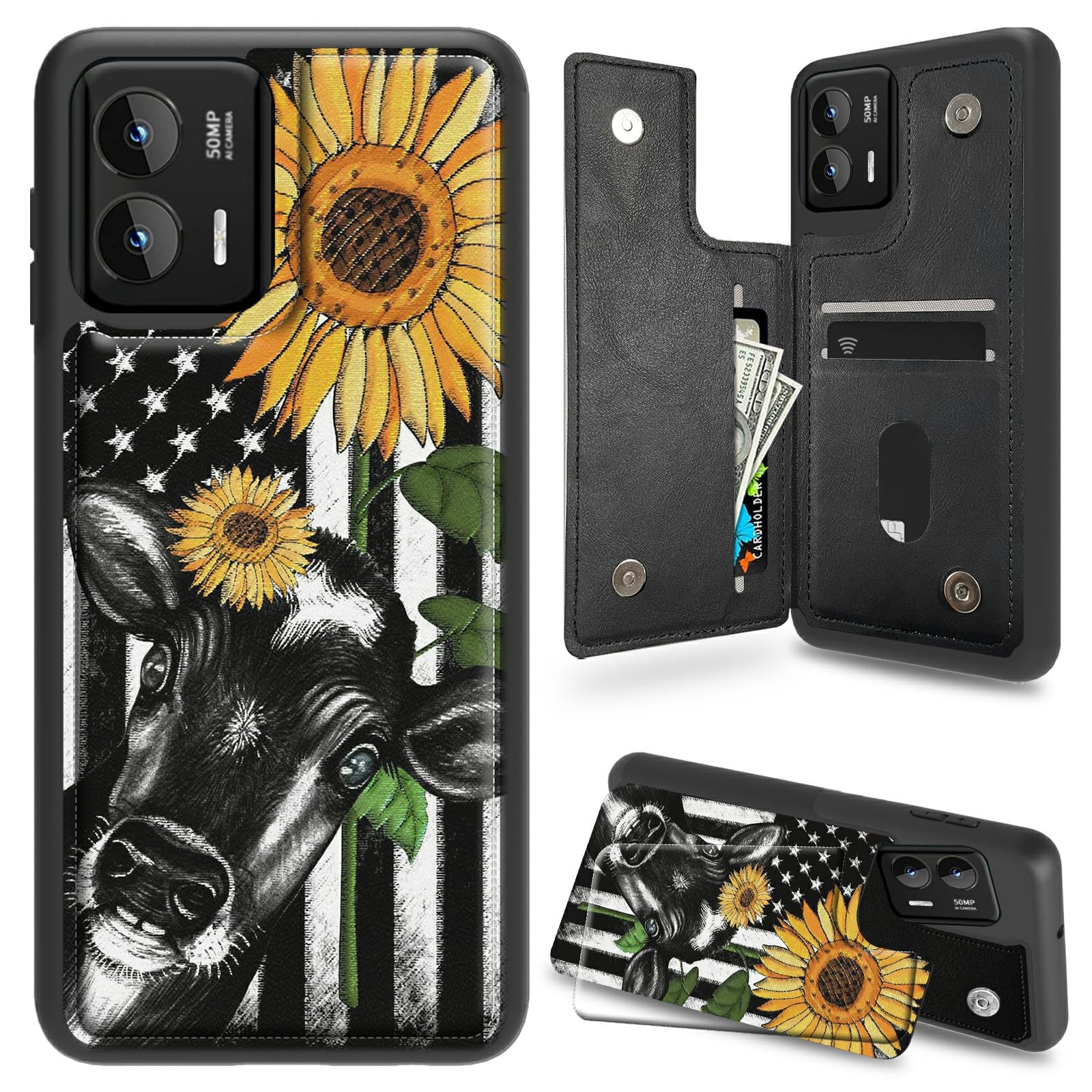 BFSEROBJ for Moto G Stylus 5G 2024 Case Wallet Cover with Card Holder PU Leather Kickstand Magnetic Buckles Shock Proof TPU Phone Case for Moto G