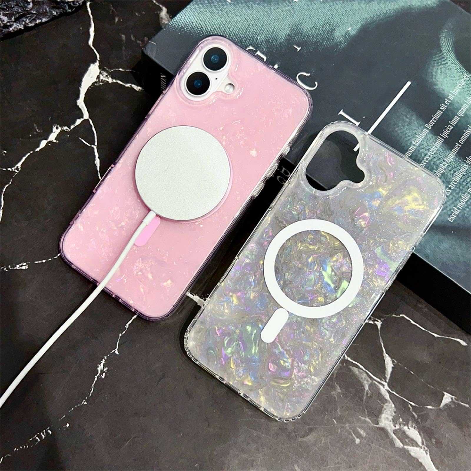 Funda magnética de Lujo con diseño de ensueño para iPhone 16 ProMax (Rosa)