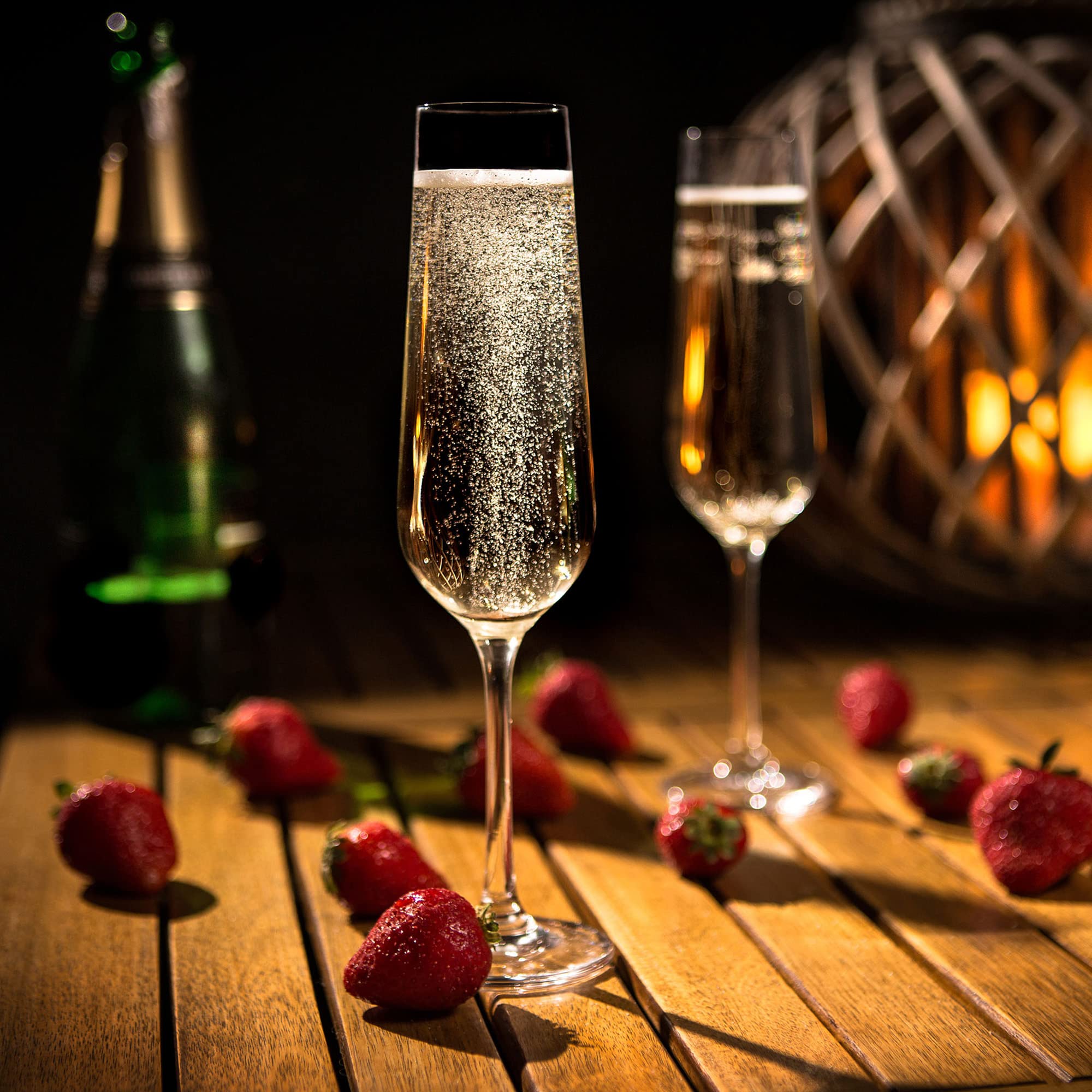 Flute Da Champagne In Cristallo WOTOR - Set Di 4 Bicchieri Soffiati A Mano, 200 Ml, Per Eventi Speciali