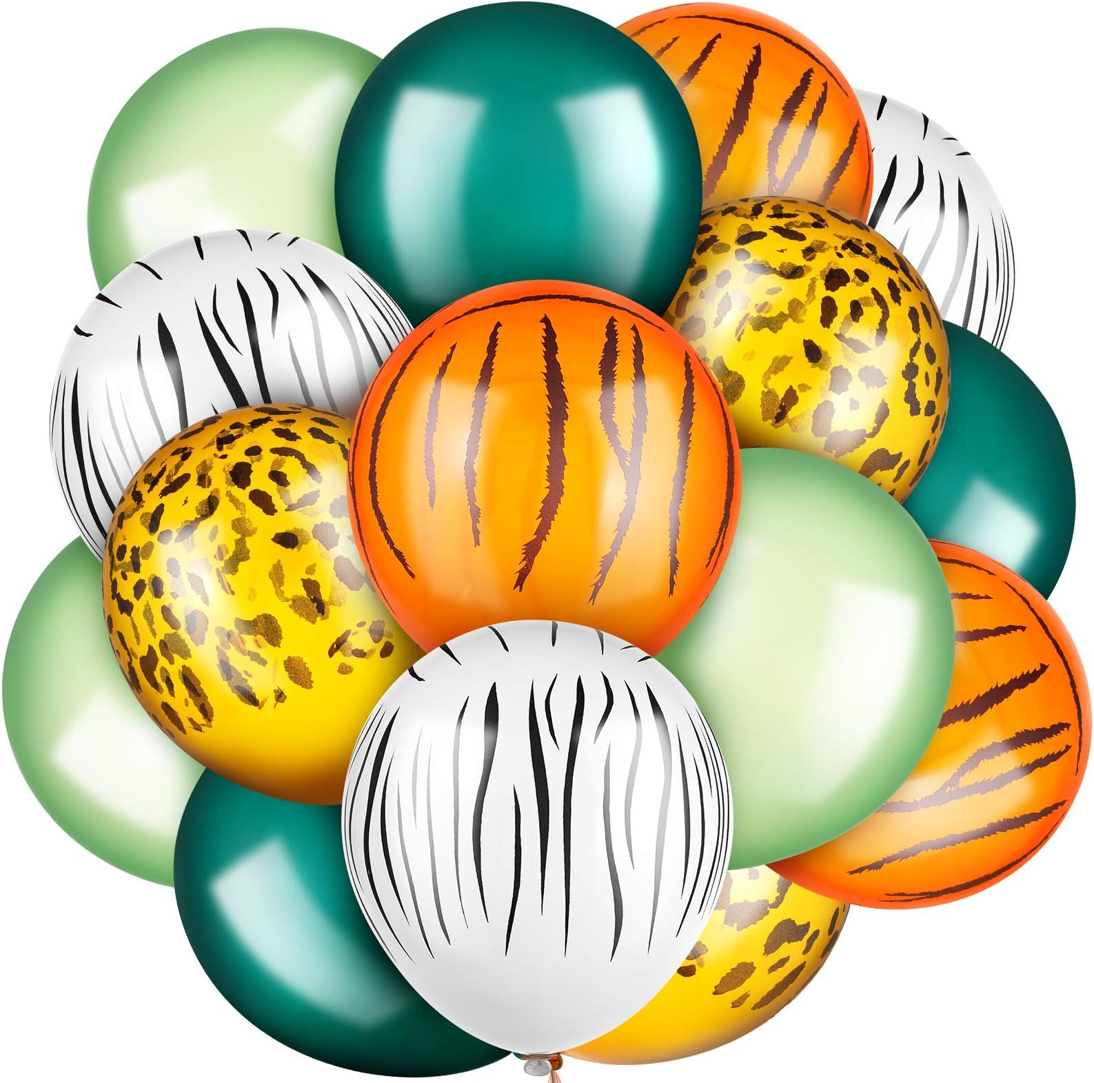 Liliful 24 Pack Jungle Safari Balloons 12 Inch Animal Print Balloons Tiger Zebra Leopard Jungle Safari Theme Party Decor for Wild One Birthday Party Supplies, Baby Shower, Zoo Theme Decorations