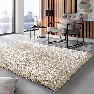 Taracarpet Shaggy Hochflor Langflor Teppich Twilight Luxus Qualität aus Belgien geeignet fürs Wohnzimmer Schlafzimmer und Kinderzimmer 6926 Weiss 080x150 cm